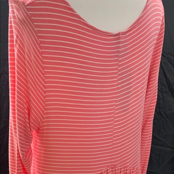 Agnes & Dora Muse Midi Dress Coral & Ivory Stripes - Picture 4 of 7